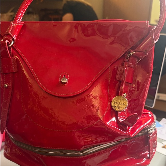 Furla Handbags - Furla Glossy Red Shoulder Bag